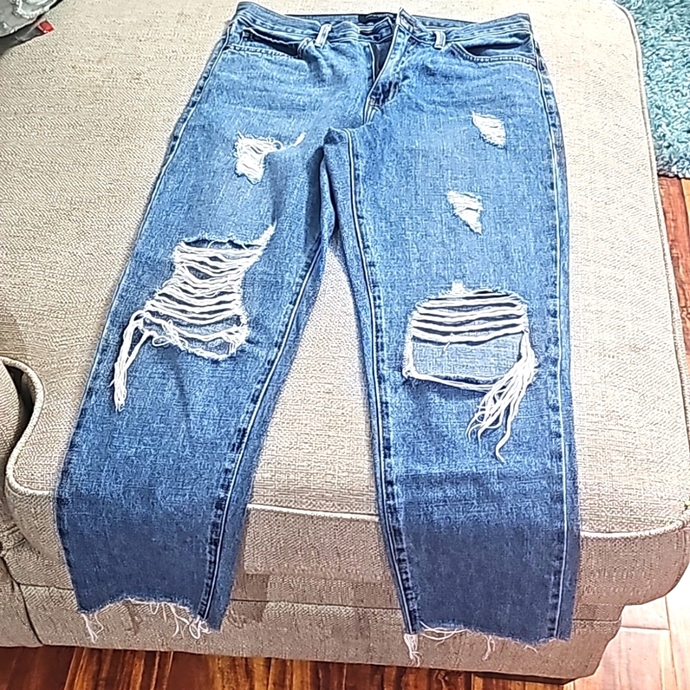 Just black Denim Ripped Frayed Jeans Wide legs blue size 27